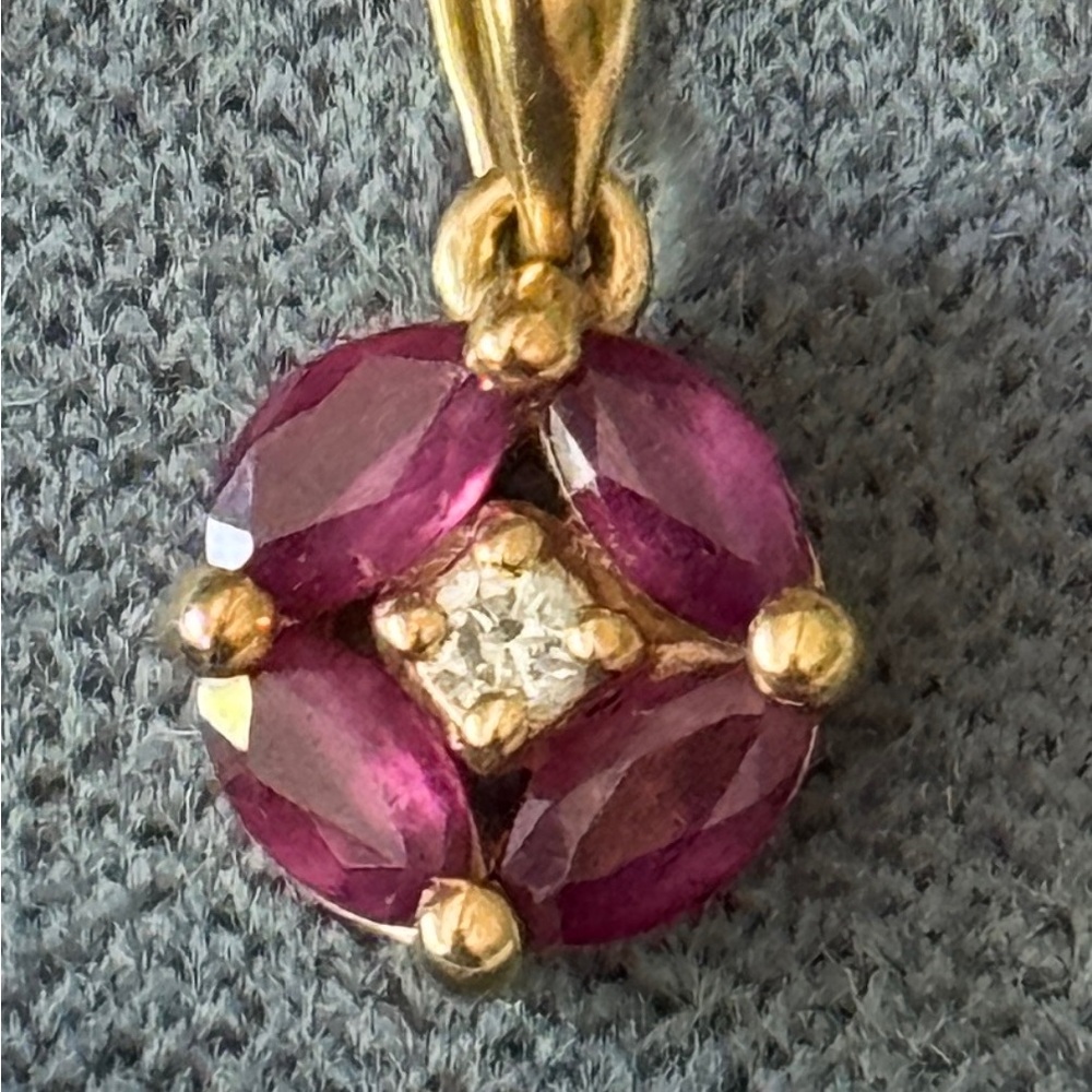 💎Elegant Diamond, Garnet and Gold Jewelry Set - Picture 2 of 5
